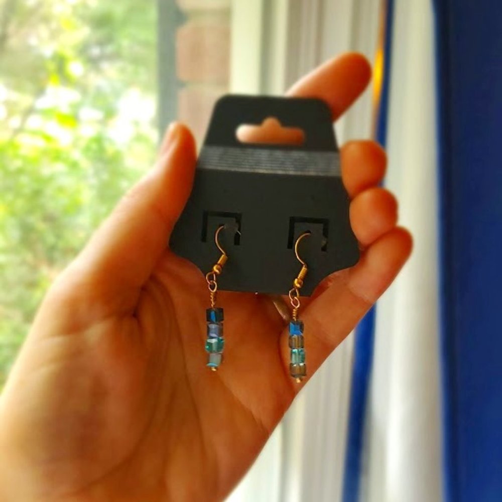 Handmade Beaded Earrings, Gold-plated hooks